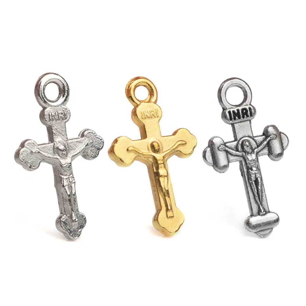 Catholic 20mm Small  Bracelet Cross Religious Classic Charm Metal Crucifix Pendant