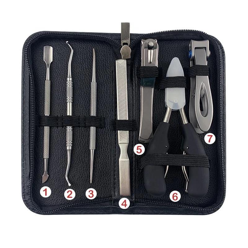 New Professional SPA Manicure Nail Care Tools Set 7pcs Leather Case Portable Manicure Pedicure kit