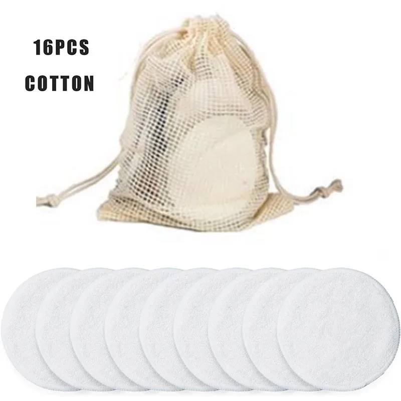 Stock 16pcs set  Premium Natural 100% makeup Facial Cotton Pads Hypoallergenic, Unbleached, Lint-Free, Chemical Free