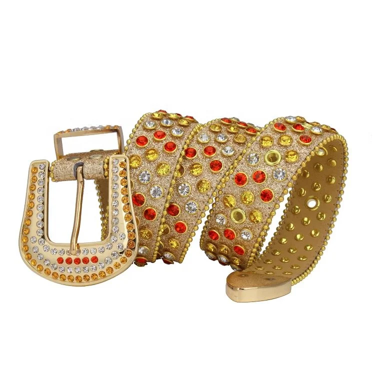 Ремень MACWAVE с золотыми стразами для мужчин и женщин шикарный кожаный пояс пряжкой со джинсов