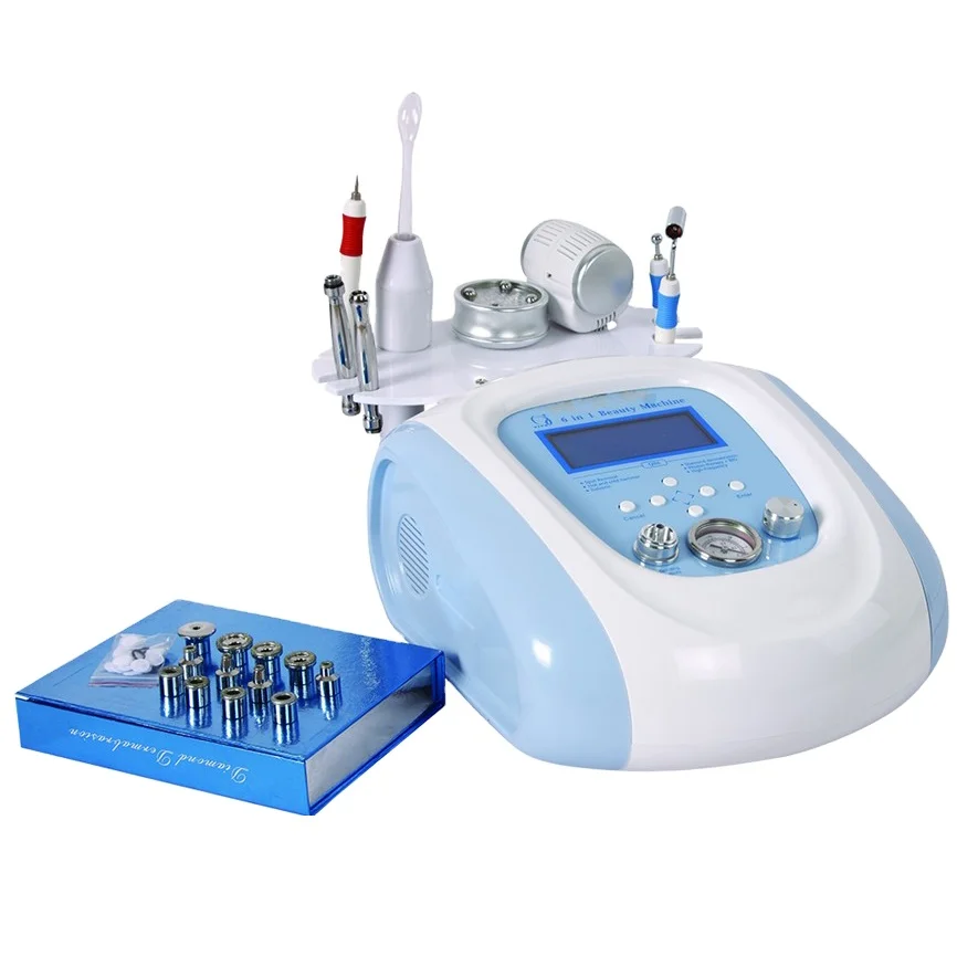 Professional 6 in 1 Electrical Hot Cold Facial Massage Diamond Dermabrasion Beauty Machine