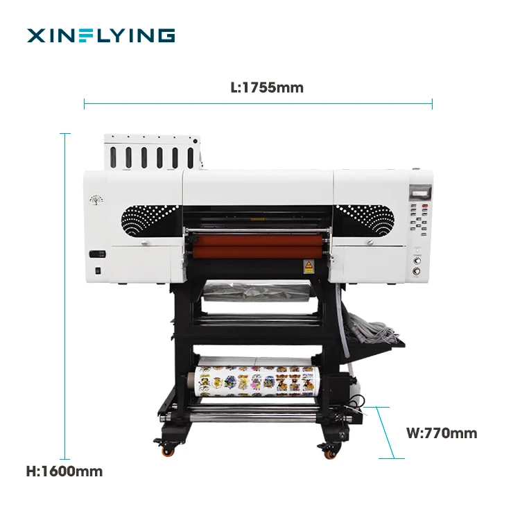 XinFlying 60cm roll to roll uv dtf printer with laminator three i3200 head ab film uv dtf digital sticker printer