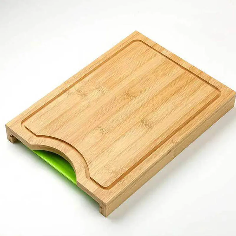 Kitchen Organic Sublimation Blanks Bamboo Wooden Cutting Boards Chopping Blocks With 1 Containers And Storage Drawers