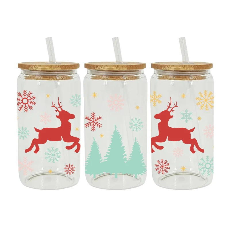 Wholesale Custom Uv Dtf Cup Wrap Transfer Print For 16 Oz  Sticker For Cups Glass Tumble