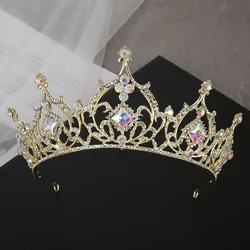 Handmade Gold Crystal  Princess Tiara Crown For Wedding Women Bride Jewelry Hair Accessories Ornaments
