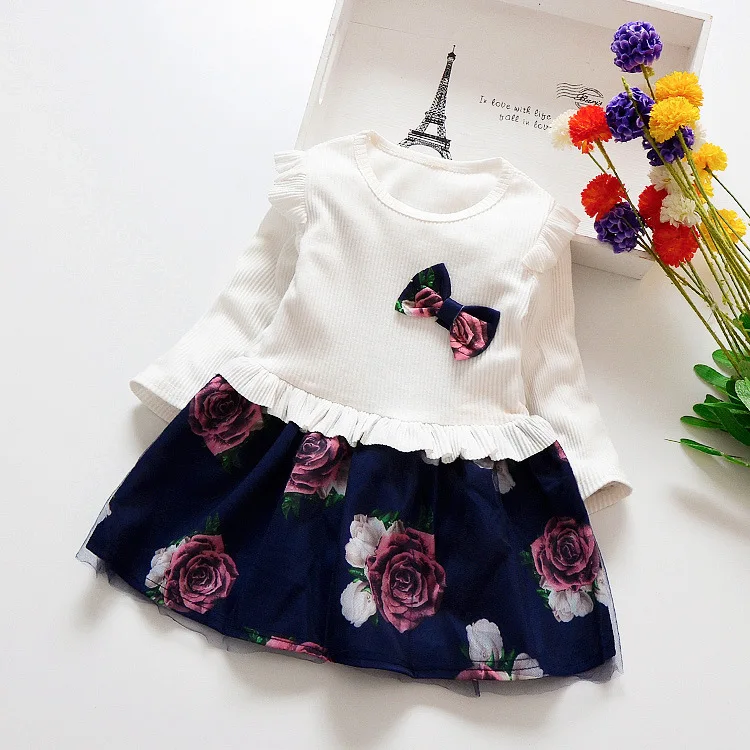 Kids Clothing Wholesale Kids Toddler Little Child Babies Cotton Tulle Girls White Dress Autumn And Winter For Children Girl