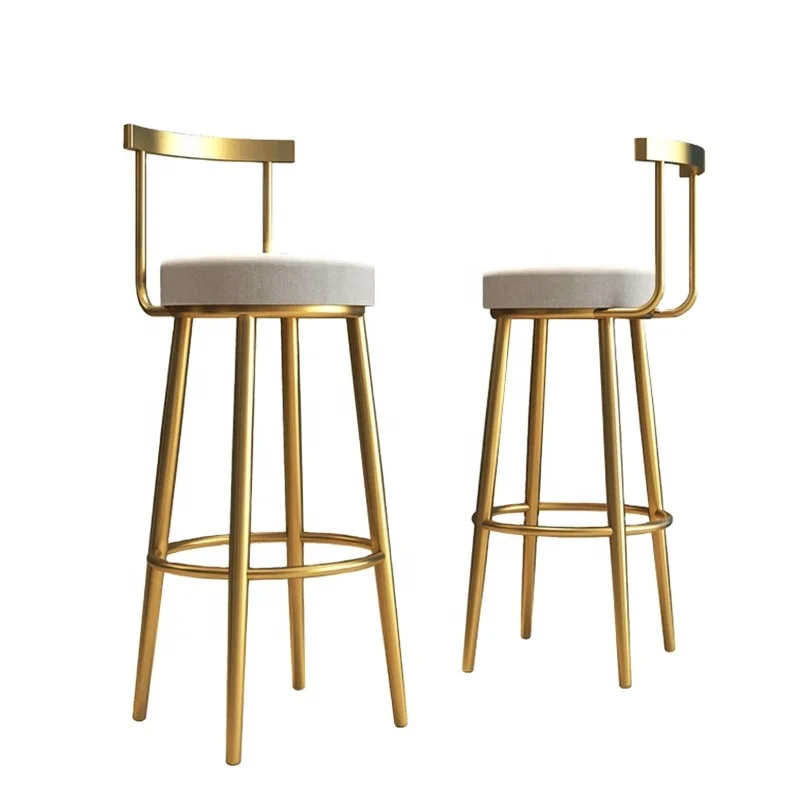 Bar Chair Home Tall Nordic Metal Luxury Gold Velvet Kitchen Leather High Modern Stools Chair Bar Furniture For Bar Table chinese