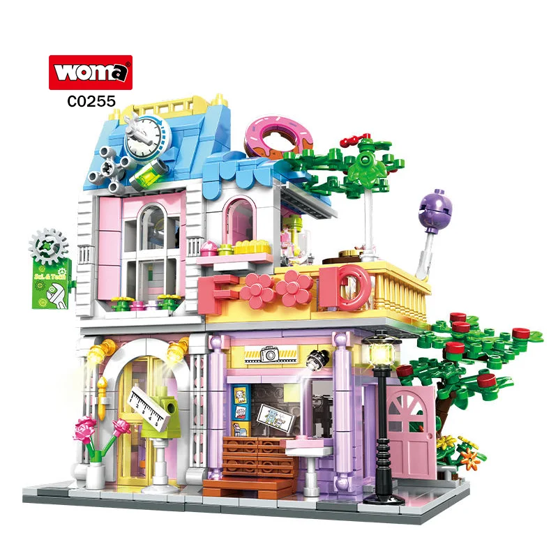 C0255 Wholesale Customize City House Building Blocks Brick Set Child Boy Girl Richly Villa Construction Toy
