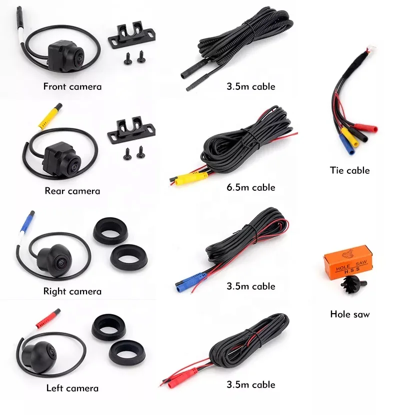 360 car camera Cable Bird View Camera Car 360 Degree Camera Cable Universal Car Reversing Aid Panoramic 3D HD 1080p 360