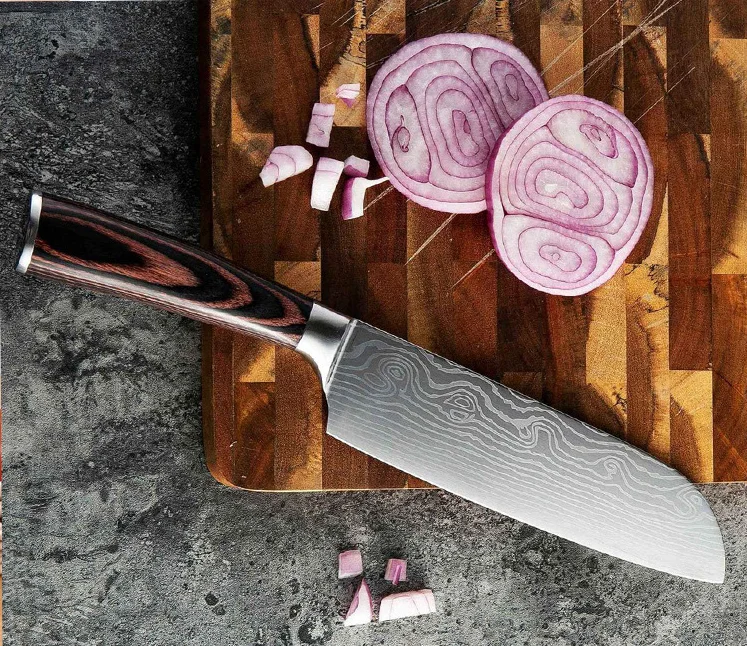 
8 inch kitchen knife santoku knife chef knife with pakka handle kitchen accessories 