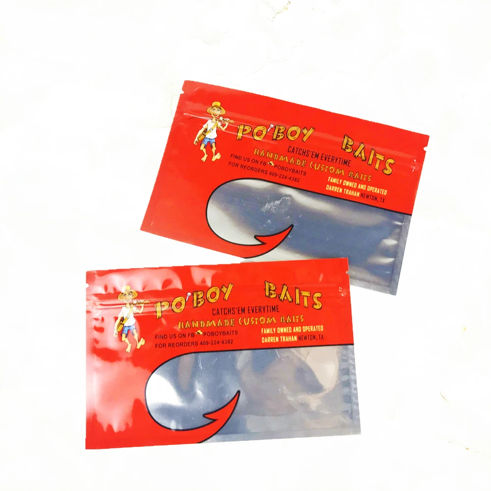 MOQ 500pcs digital print custom zipper bag plastic transparent ziplock fishing lure packaging bag baits with hole