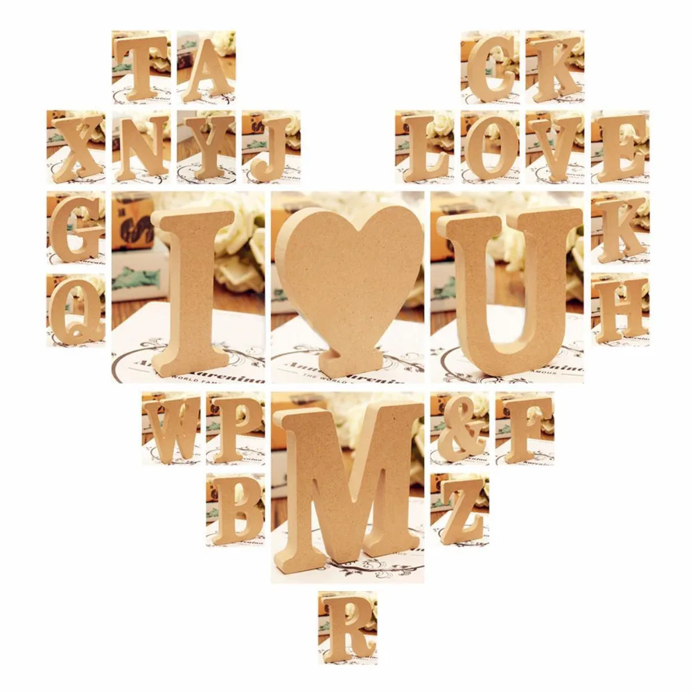 Wholesale Unfinished Large Wood Alphabet Letters DIY Crafts Wall Decor Painting Wooden Letter Shapes Cutouts Blank Wooden