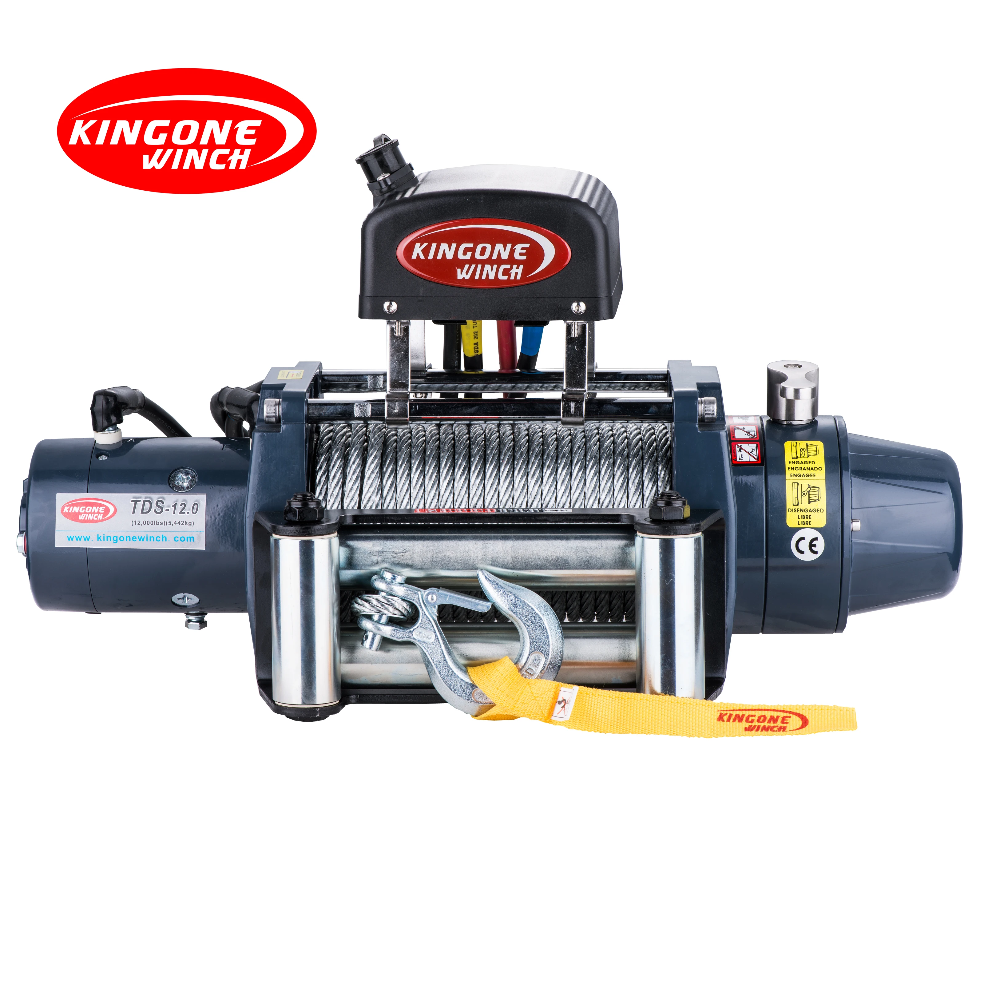 KINGONE 12000lbs recovery winch off road winch electric winch with wire rope