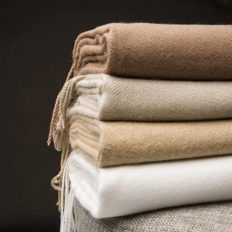 Pure Scarf Winter Warm Cashmere Women Long Pashmina Foulard Female Scarves Lady Tassel Shawl Wraps 2023 Design New R1833