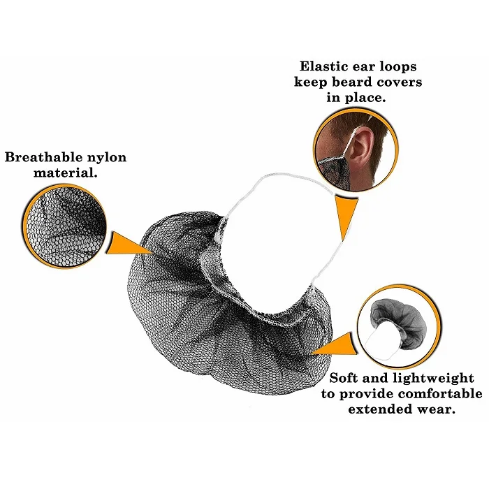 Disposable PP beard net beard cover with tie black  customized  high quality for food industry