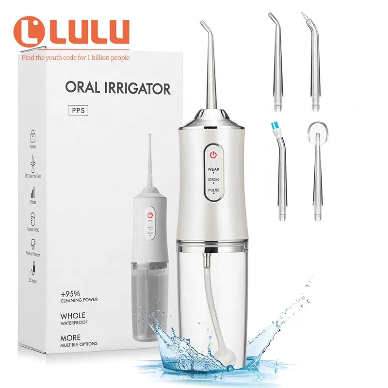2021 Cordless Dental Electronic Teeth Oral Water Flosser with Big Water Tank USB Rechargeable 3 Mode IPX7 Waterproof