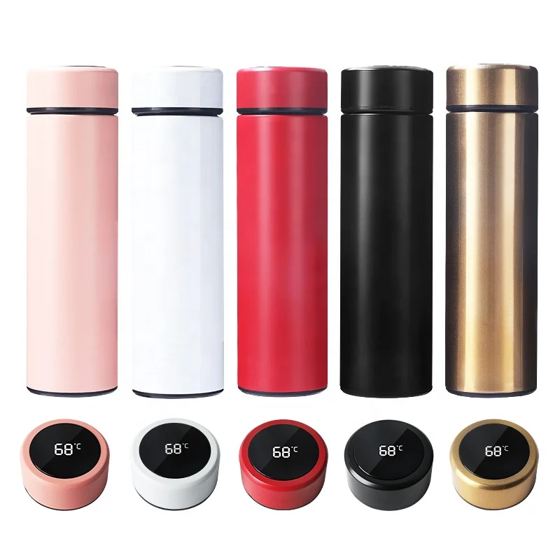 Customization Acceptable Portable 500ML Temperature Display Vacuum Flask Insulated Stainless Steel Water Bottle Business Gift