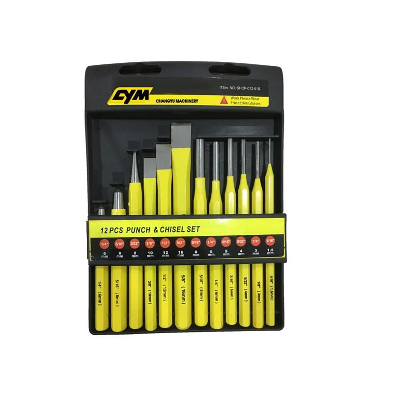 CYM quality chrome vanadium 12 Pcs Mechanics Punch and Chisel Set cold chisel and punch set