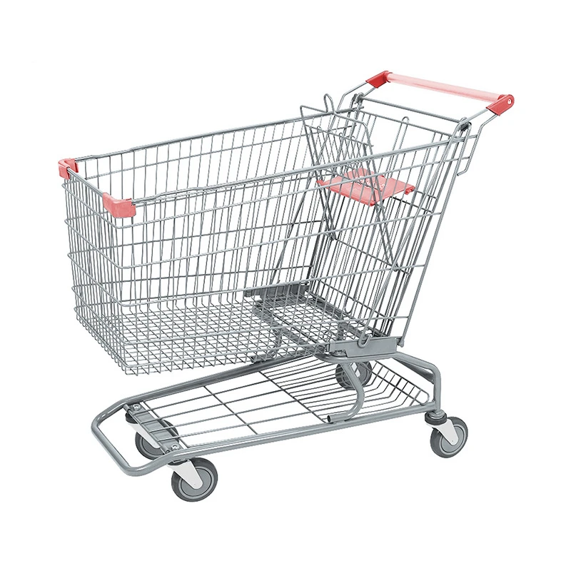 Premium Steel Large 4 Wheels Shopping Supermarket Carts for Retail Store