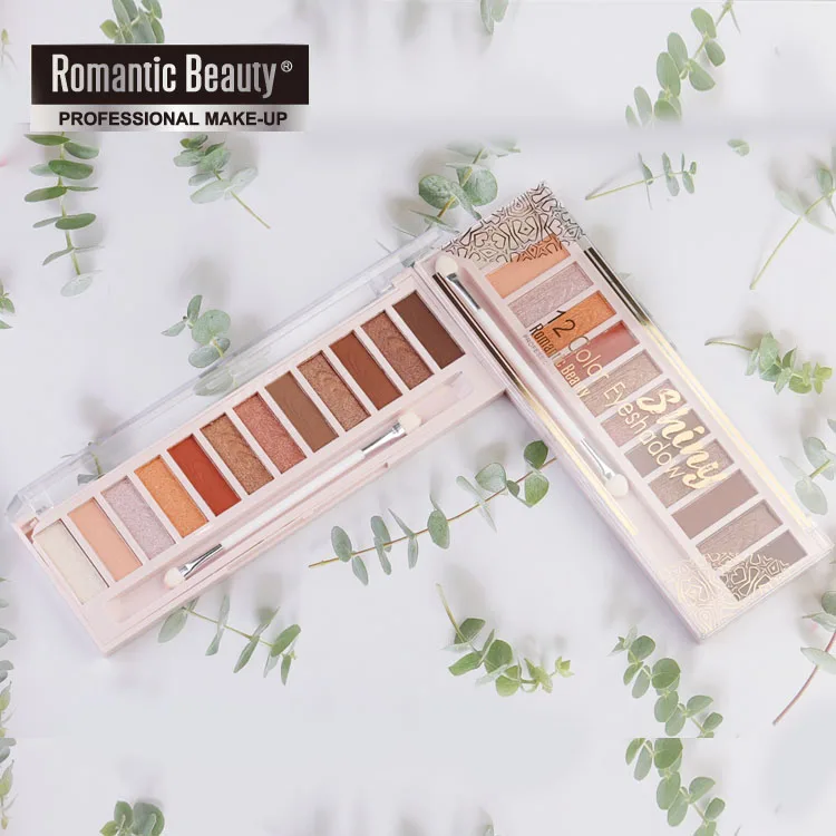 Романтическая красота, 12 цветов, тени для век, макияж глаз, водостойкая минеральная пудра, мерцающие тени для век, палитра для макияжа, косметика