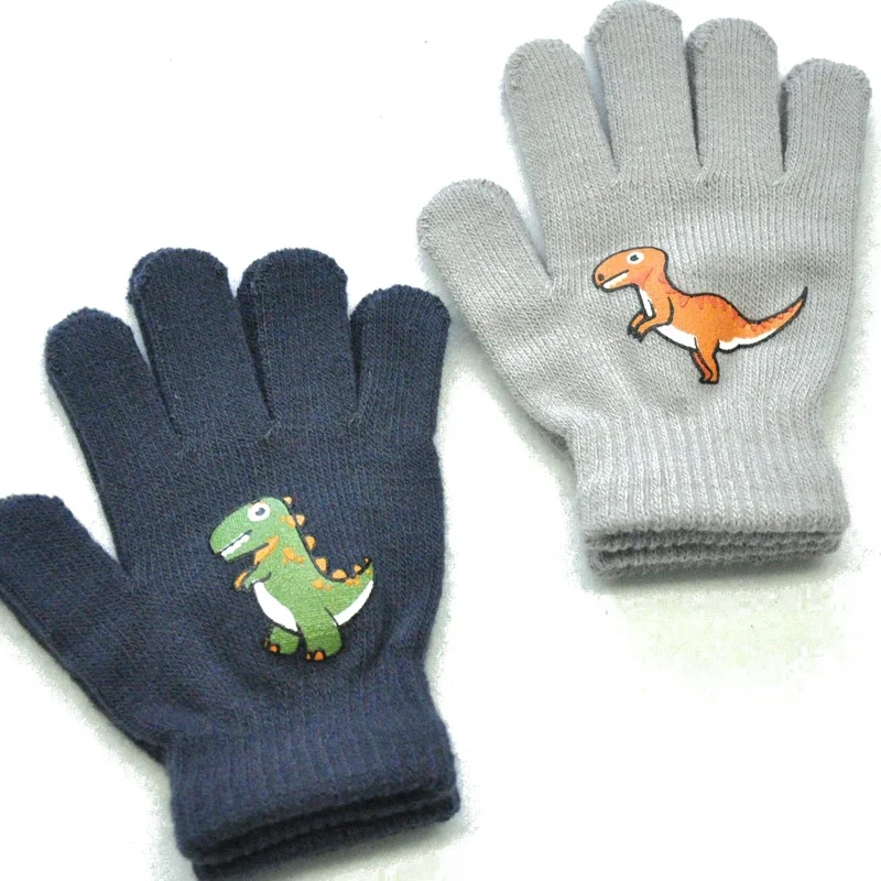 Customized Logo Winter Cheap Machine Knit Kids Glove Warm Knitted Boys Girls Magic Gloves for Student Children
