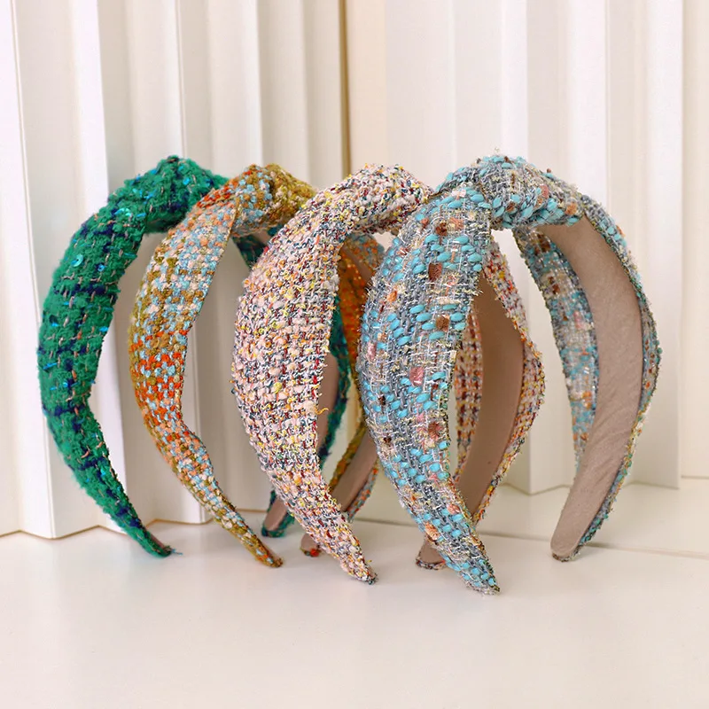 Korean Tie Silk Print Bandana Girl Accessory Pearl Elastic Hair Band