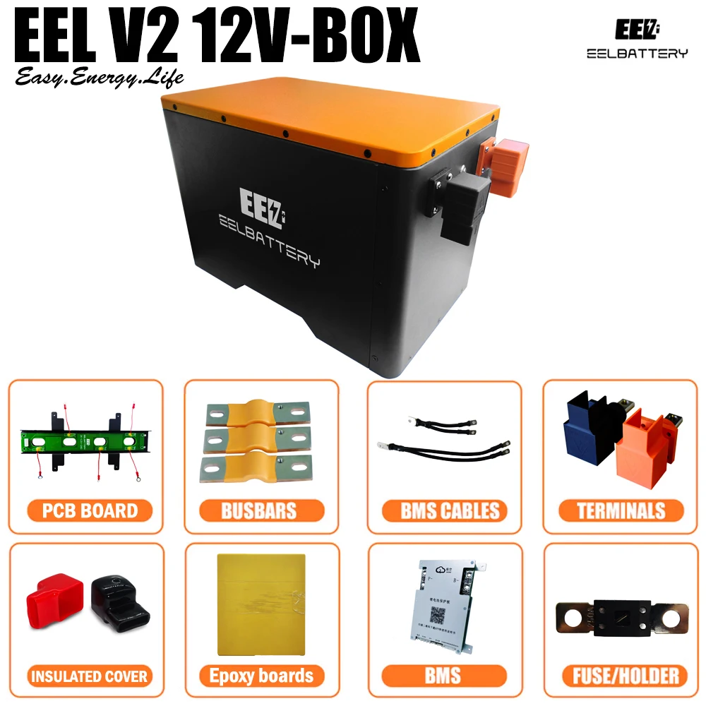 EEL 12V 280Ah DIY Kit with 200A Bms 15kwh 4S 8S 12V 24V 48V 230Ah 280Ah Lifepo4 for Server Rack Battery Box