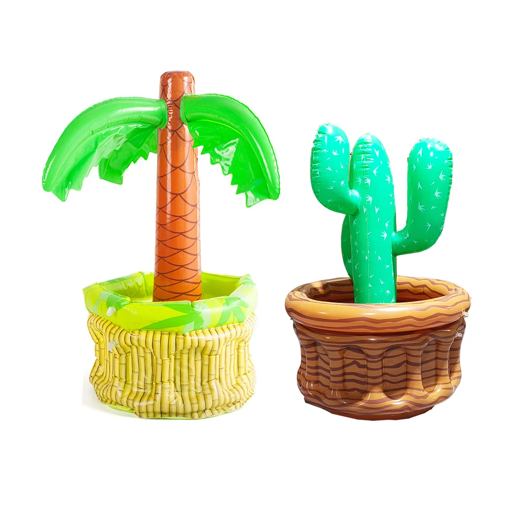 Portable Party Ice Box Bucket Float Serve Bar Drink Holder Beer Can Cactus Palm Tree Summer Inflatable Cooler for Beer Salad