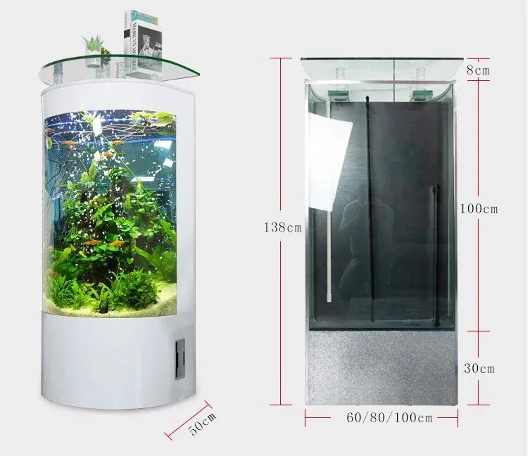 
factoy sell direct Semicircle sitting room ground vertical tank ecological change water free large acrylic aquarium tank 