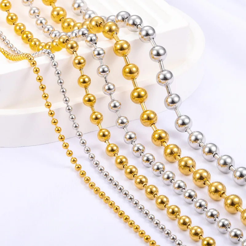 Bulk DIY Stainless Steel 304 Bead Chain Clothing Hang Tags Handmade Bracelet Necklace Parts Fashion Jewelry Findings Components