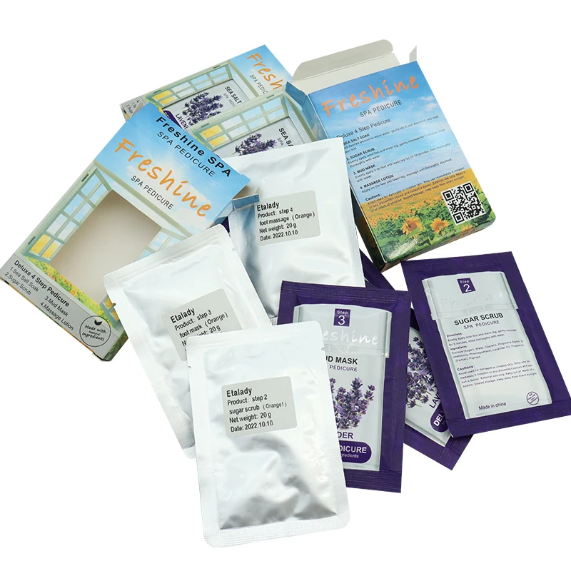 Foot Care Pedicure Spa Products Pedi In A Box 5 Step Detox Crystal Bubble Soak Sugar Scrub Foot Mask Collagen Massage Lotion Kit