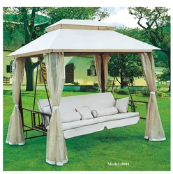 Deluxe Outdoor Garden Porch Swing Metal Patio Swing With Adjustable Canopy