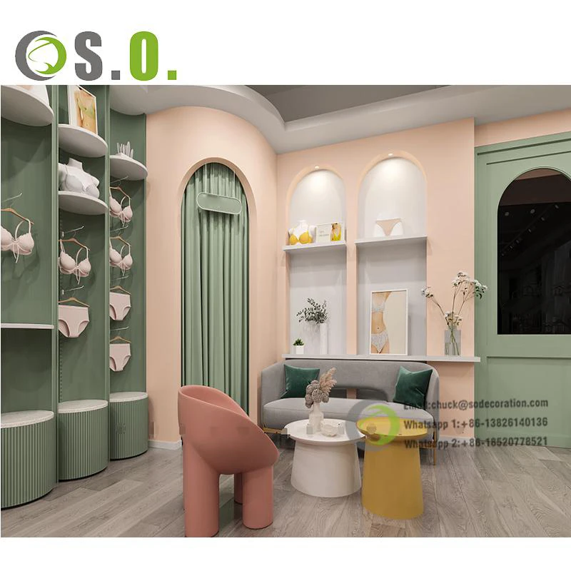 Fashion Underwear Shop Display Stand Gold Stainless Steel Lingerie Display Rack Furniture For Lingerie Store Design