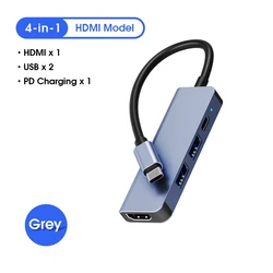 4 in 1 USB Hub Aluminum Alloy Type C to 3 USB PD Ports Hub High Speed Data Transfer USB-C hub