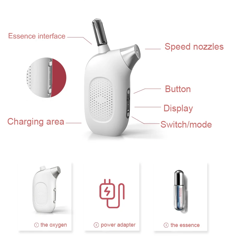 Новый популярный ручной беспроводной мини-распылитель кислородный струйный увлажнитель для лица аэрограф компрессор инъекция кислорода