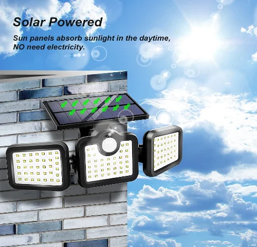 LED Solar Outdoor Lights with 270 degree Lighting Weather Resistant and IP65 Waterproof