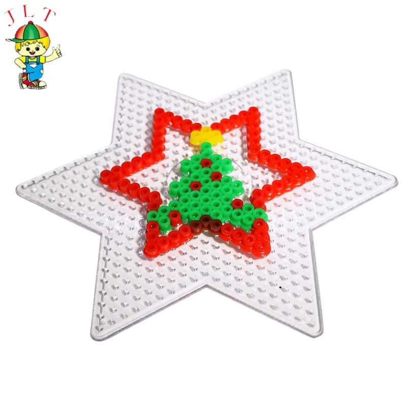 Children Diy Educational Puzzle Toy Hexagon Starcraft Fuse Beads Transparent 5mm Perler Beads with Pegboard
