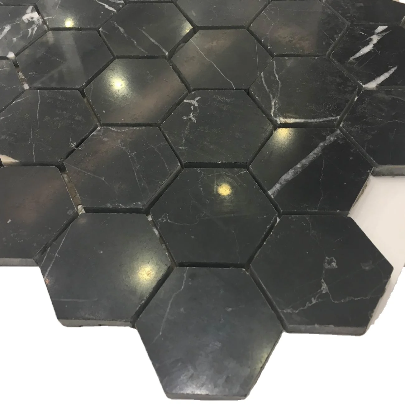 Hexagon shape Beige white gold marble wall and floor decoration marble hexagon tiles natural stone marble mosaic tile