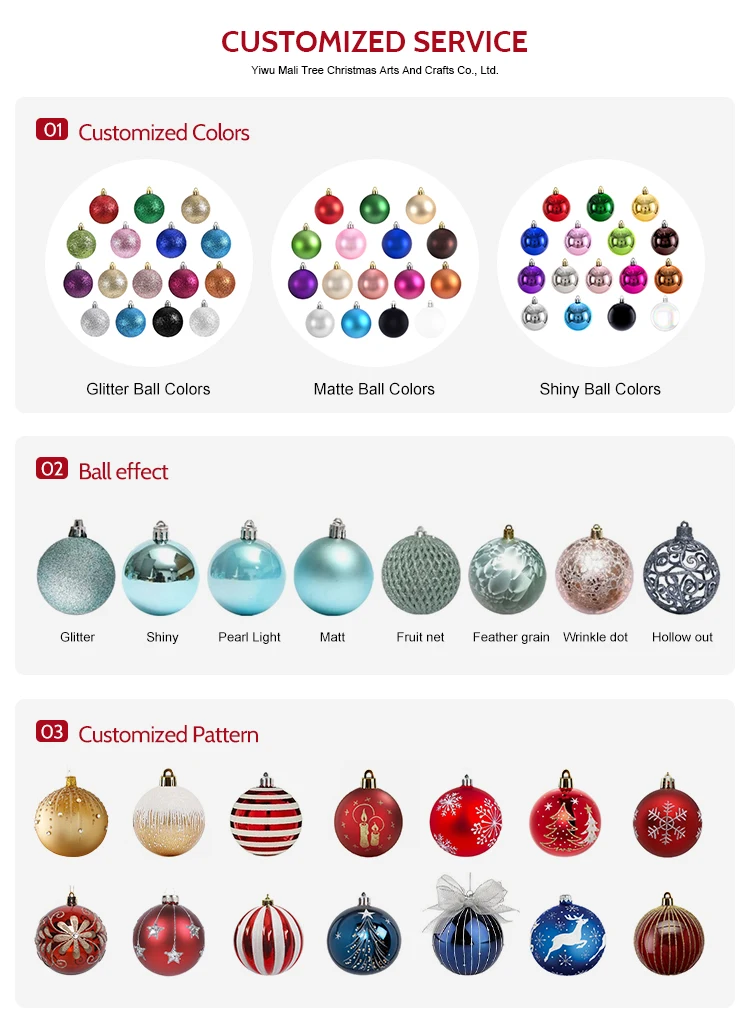 Yiwu Factory Directly Hot Sale 6cm Round Shape Red Color Plastic Ball Christmas Tree Decorations