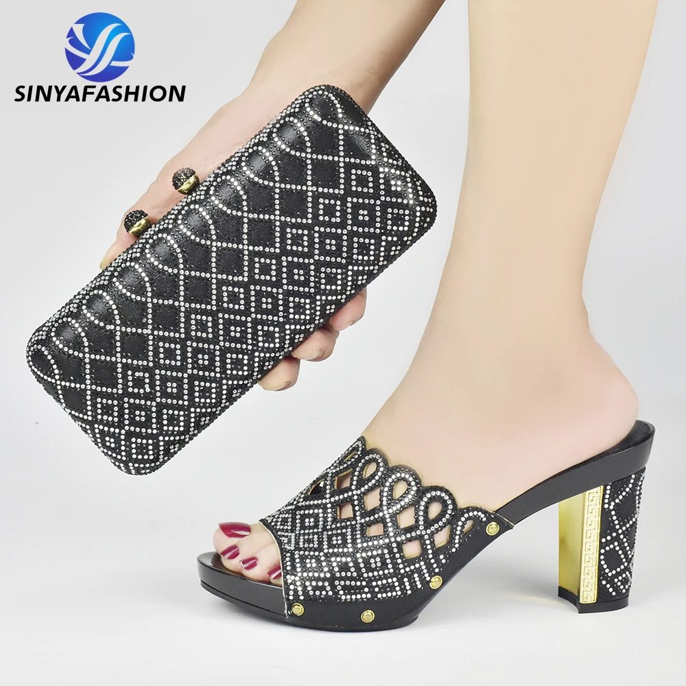 Оптовая продажа итальянская обувь на высоком каблуке и сумка в комплекте для нигерийского вечернего женского