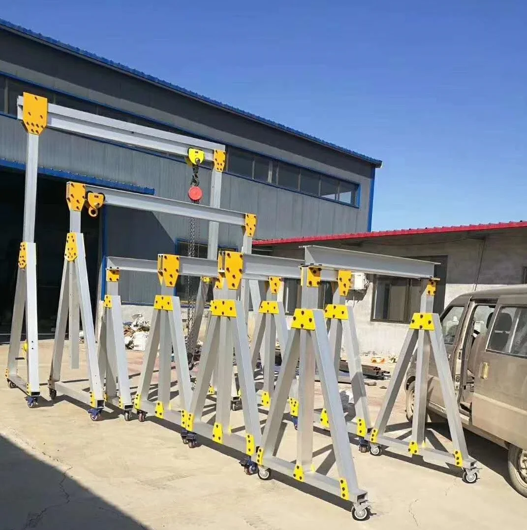 Portable 1.5ton 2 ton mini rubber tyre overhead gantry crane