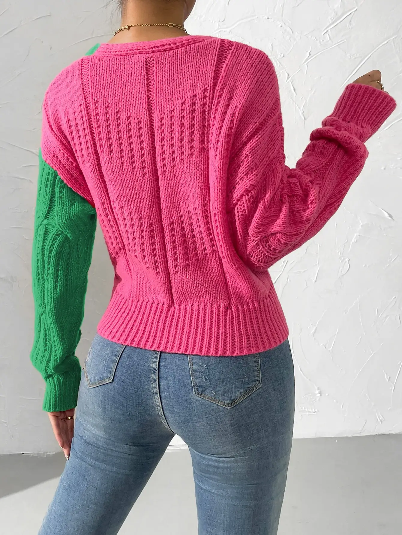 custom OEM ODM manufacturer women Colorblock Multicolor sweater knitted Sorority pink green Cardigan