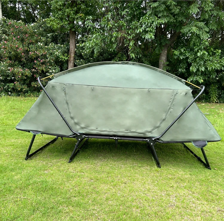 Manufacture OEM ODM double layer outdoor Camping Elevated off-ground folding sleeping bed Tent cot