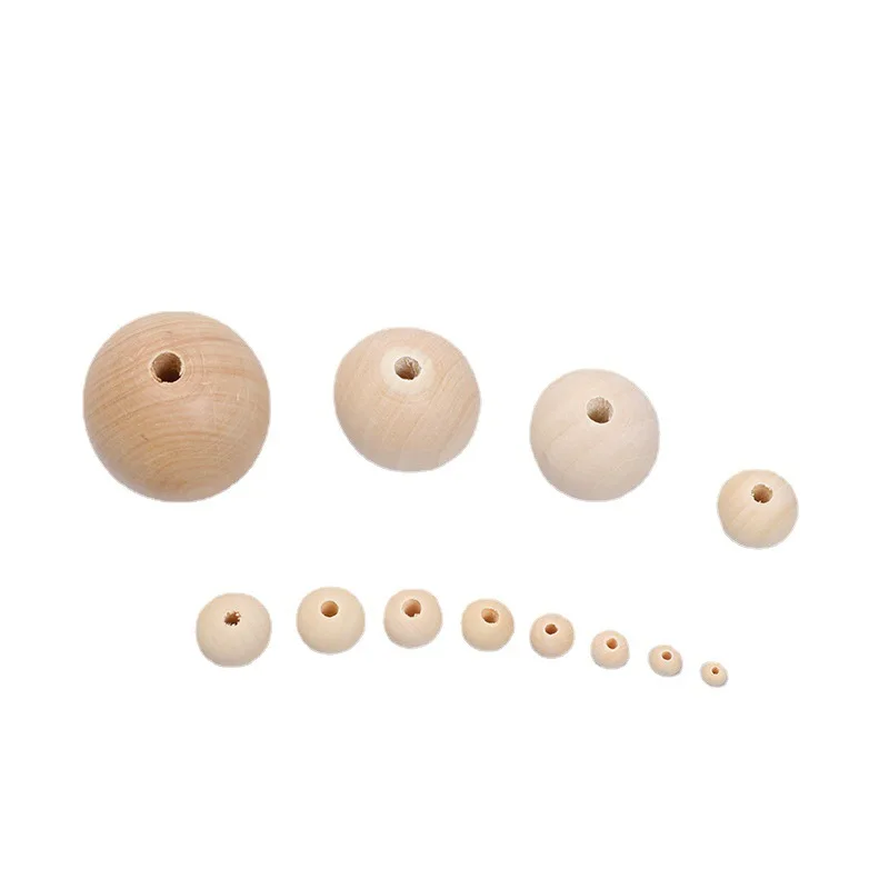 hot sale Natural Unfinished Wood Spacer Beads Round Ball Wooden Loose Beads for Crafts DIY Jewelry Making