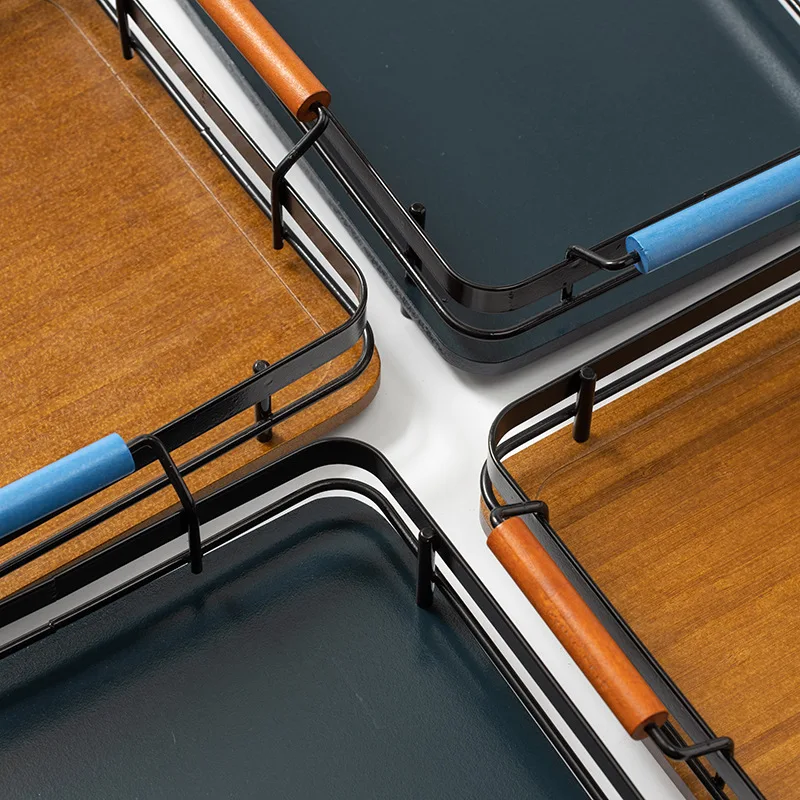 Bamboo serving tray customization with metal handles home decoration bamboo trays