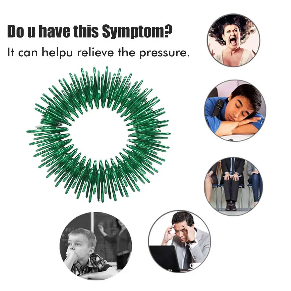 Spiky Sensory Acupressure Stress Reducer Relief Massager Acupuncture  Finger Ring  Spring