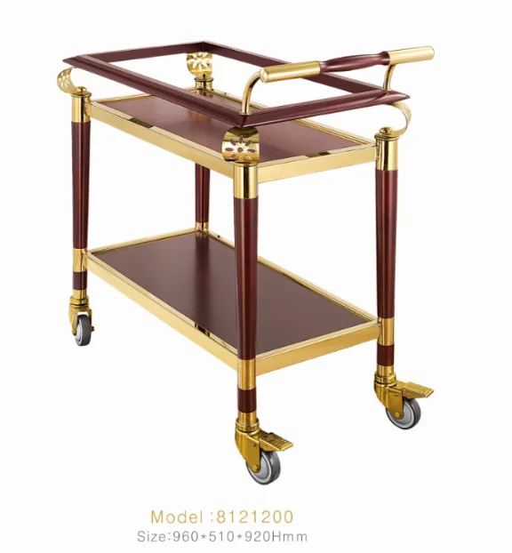 Hotel Restaurant Wooden Food Cart Service Trolley