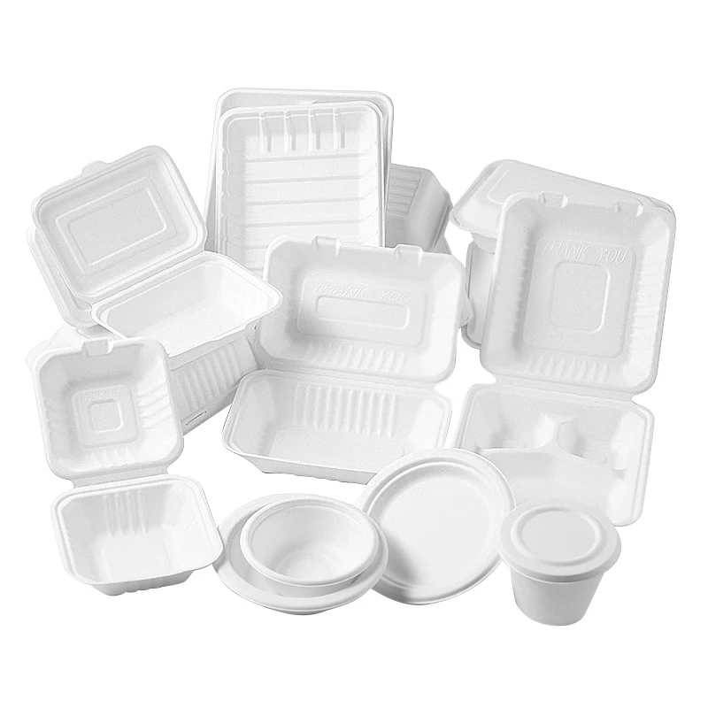 New style 8*8 inch disposable biodegradable to go clamshell packaging cornstarch takeaway lunch box for fast food