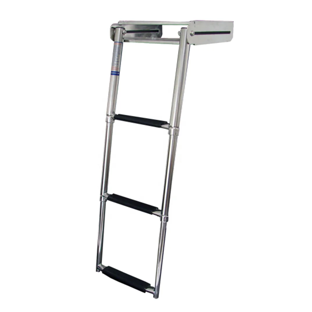 Xiamen Sunshine Marine boat accessories 3 step telescopic ladder under platform with factory price for yacht sail ship boat