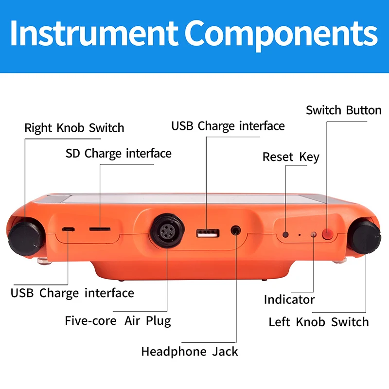 PQWT-L2000 Acoustic Pipe Leak Detection Device 5m Plumbing Tools Underground Pipeline Water Leak Detector